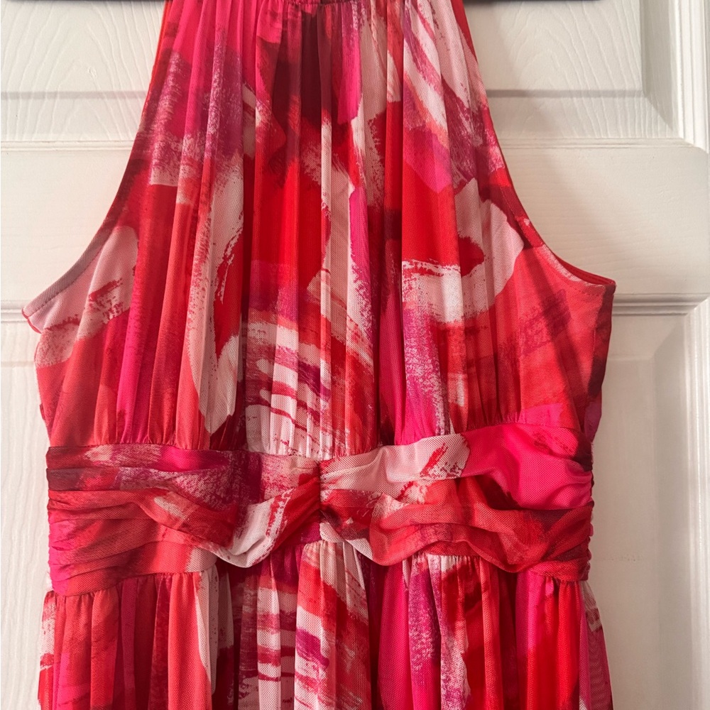 Vibrant Pink and Red Halter Dress